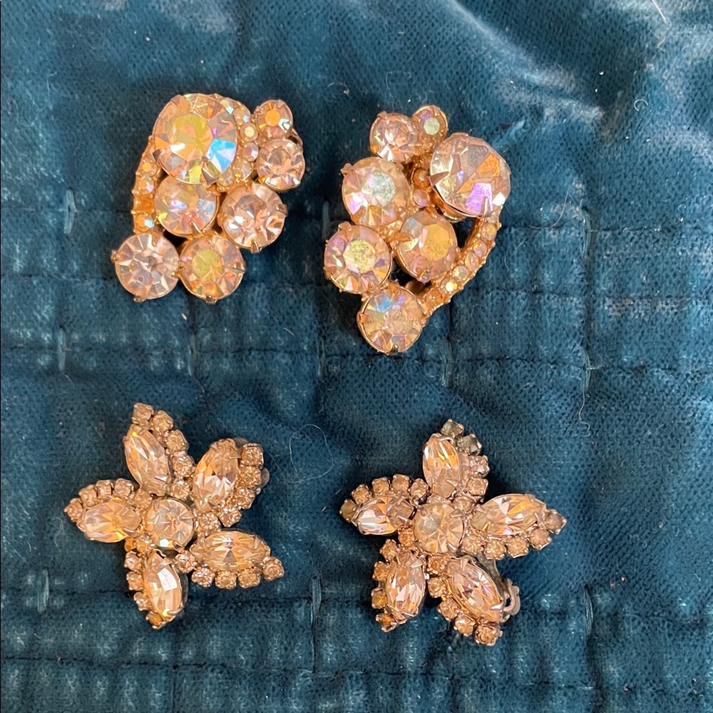 Vintage clip on earrings. Both pairs